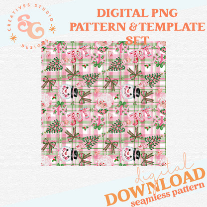 PINK CHRISTMAS PAPER SET - INCLUDES 12 X 12 SEAMLESS, COMPOSITION COVER, 20 OZ TUMBLER WRAP AND BOOKMARK FILE