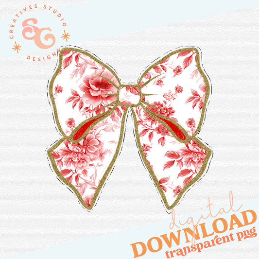 Red Toile Coquette Bow