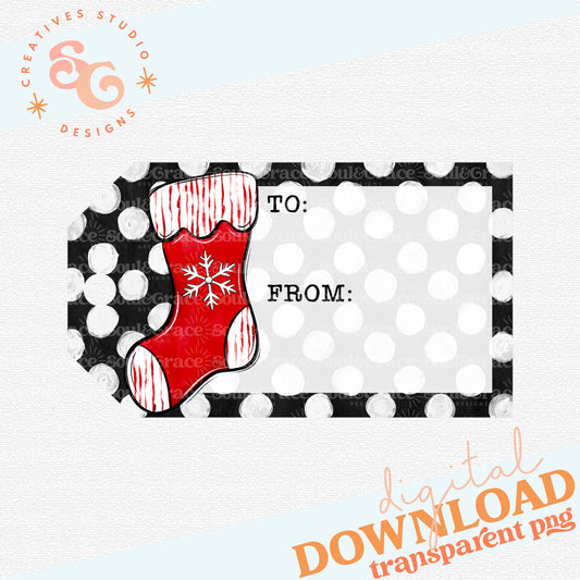 Red Stocking Gift Tag