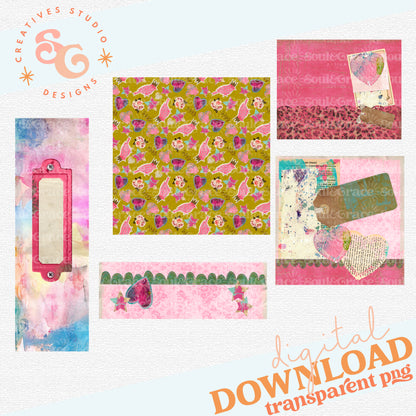 RETRO GLAM SET [2 pen wraps, journal cover, seamless paper, square for mouse pads]