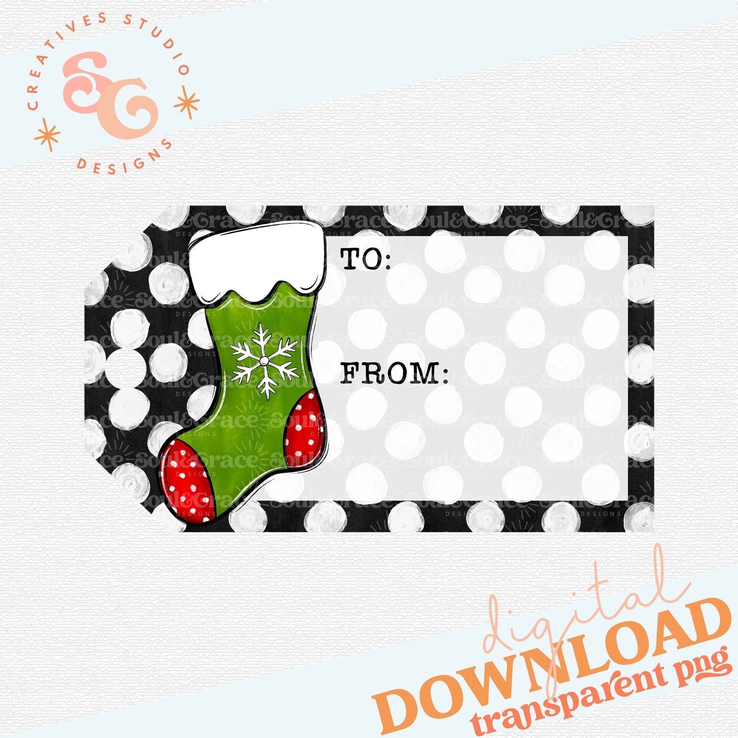 Green Stocking Gift Tag