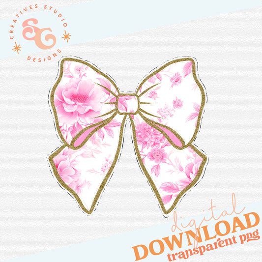 Pink Toile Coquette Bow