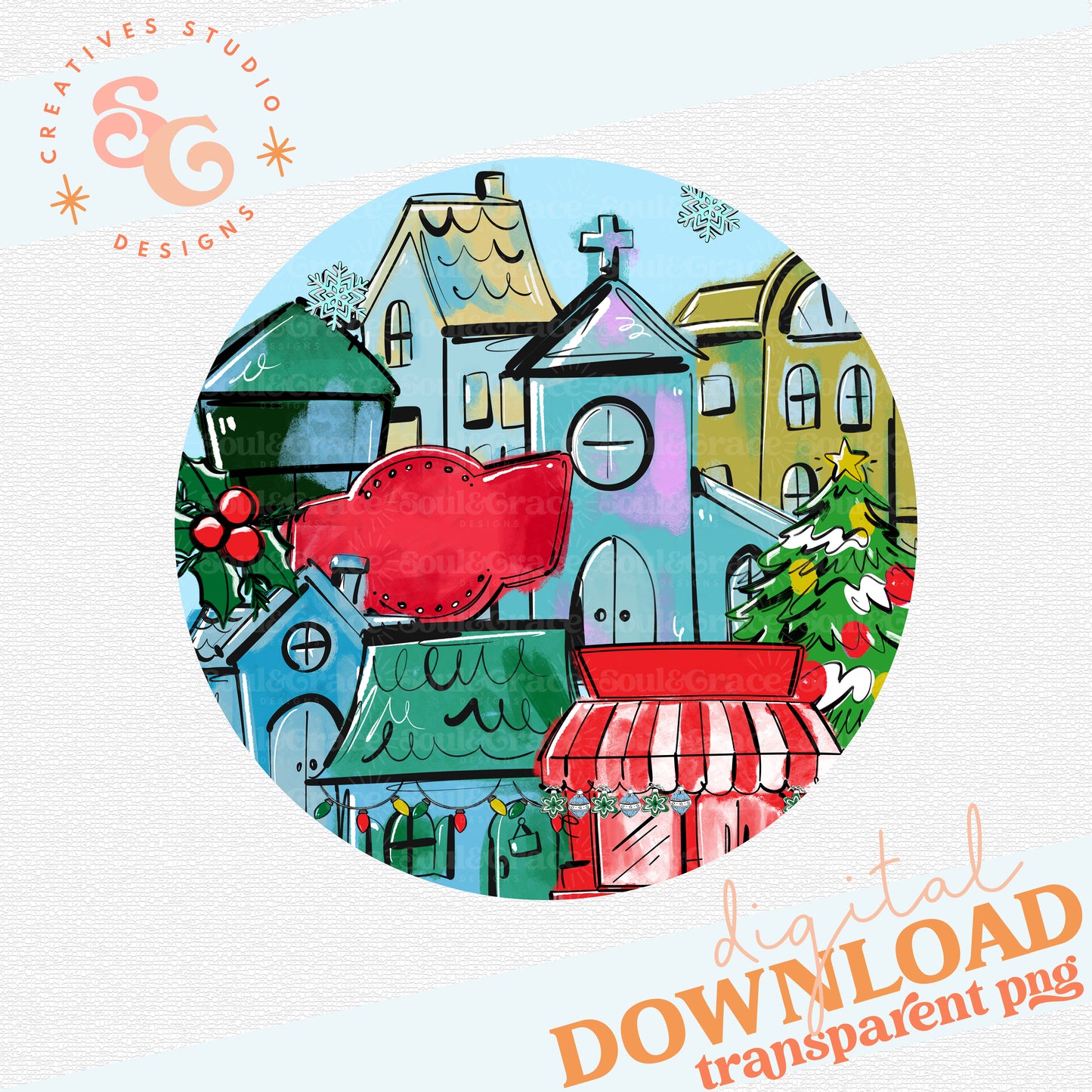 TRADITIONAL CHRISTMAS HOMETOWN ORNAMENT - LABEL VERSION