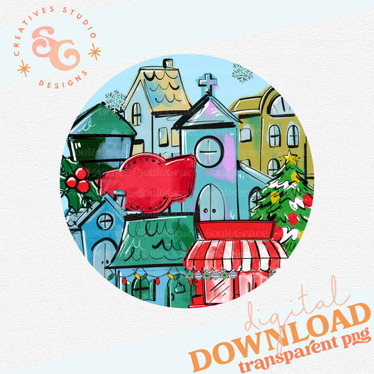 TRADITIONAL CHRISTMAS HOMETOWN ORNAMENT - LABEL VERSION