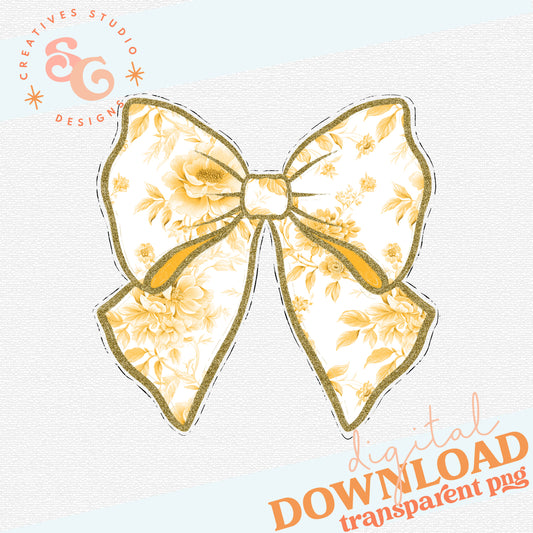 Yellow Toile Coquette Bow