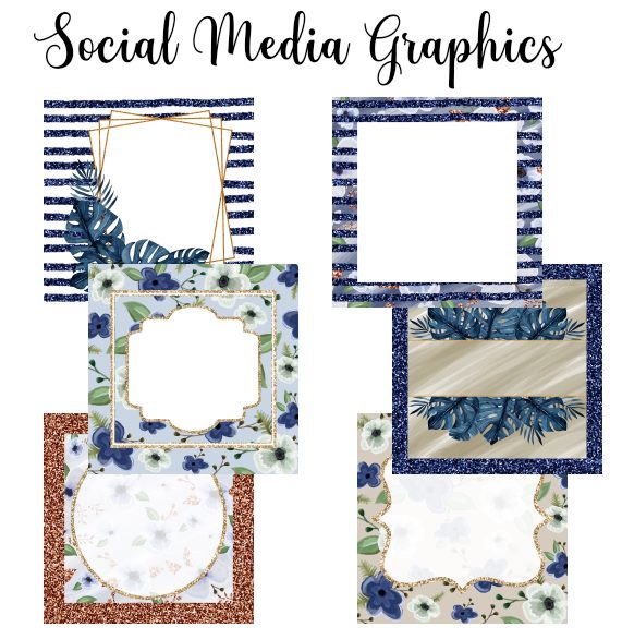 Navy Floral Social Media Set