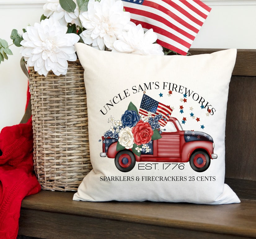 Uncle Sam's Fireworks Patriotic Vintage Truck