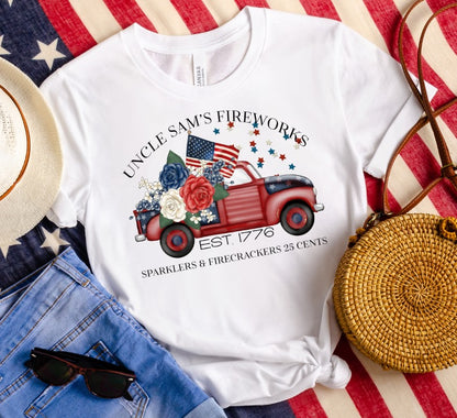 Uncle Sam's Fireworks Patriotic Vintage Truck