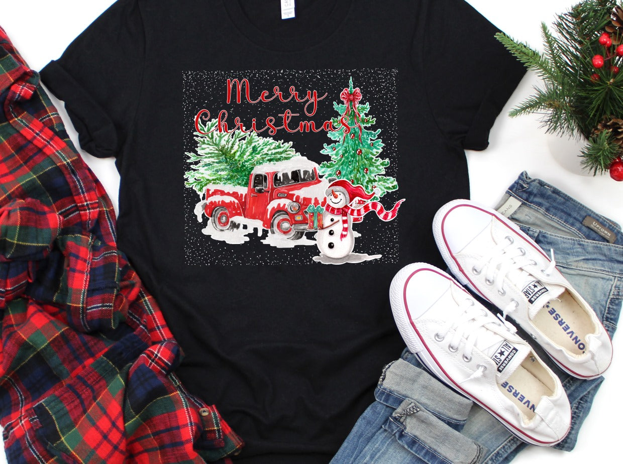 Merry Christmas Snowman Scene