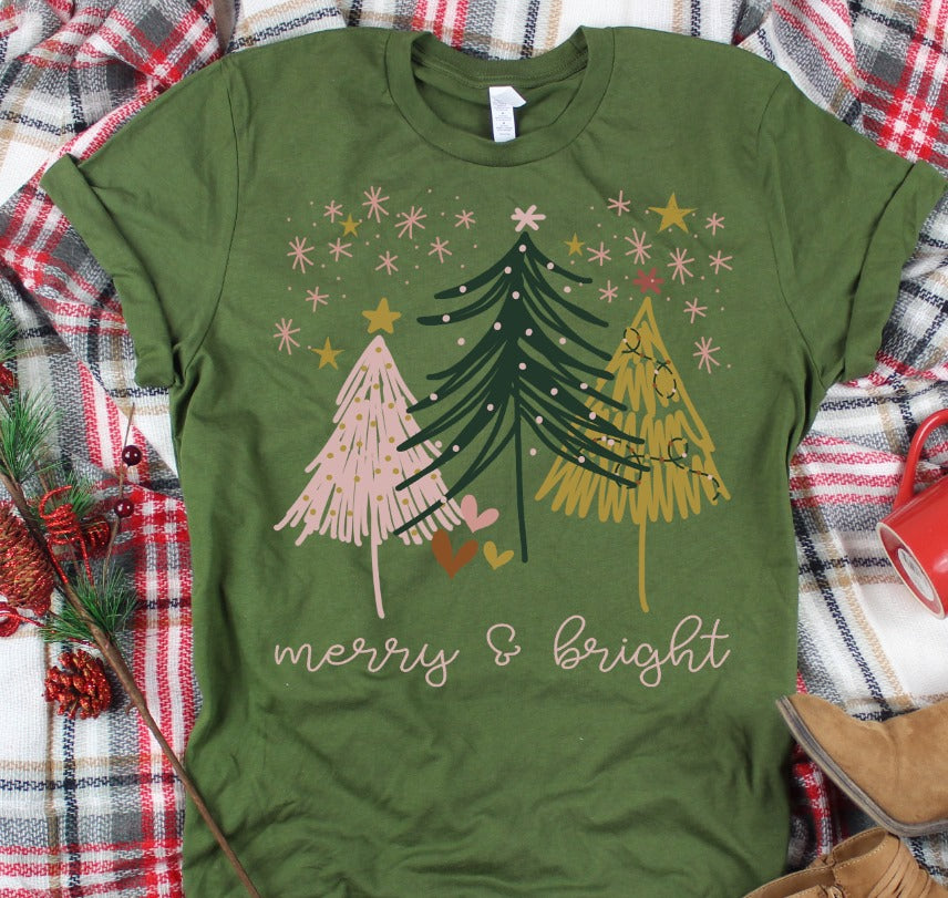Merry & Bright Boho [dark green and blush lettering both included]