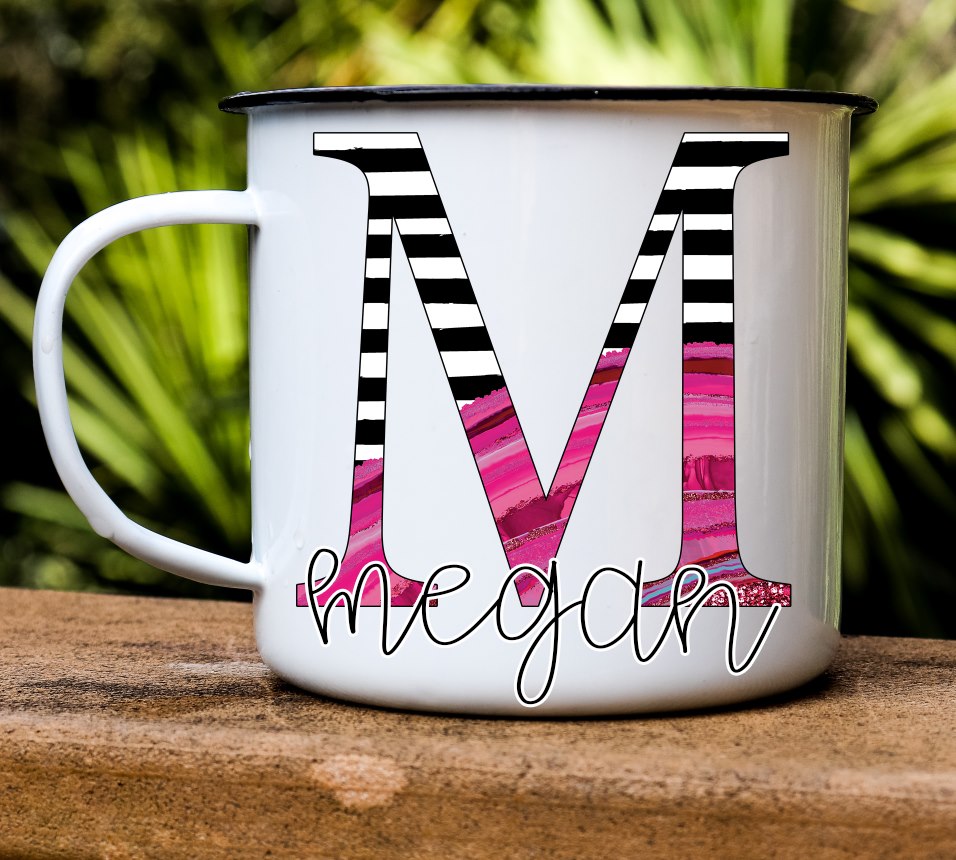 Pink Agate Stripe Monogram Alphabet
