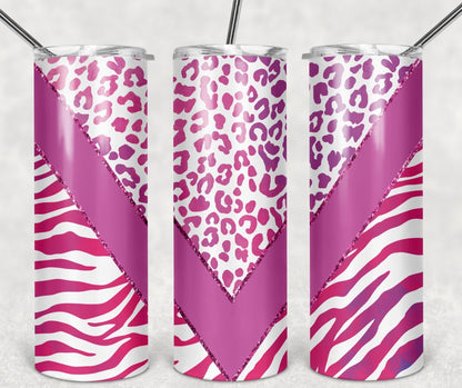 Pink and Purple Animal Print V Split Tumbler Wrap Design