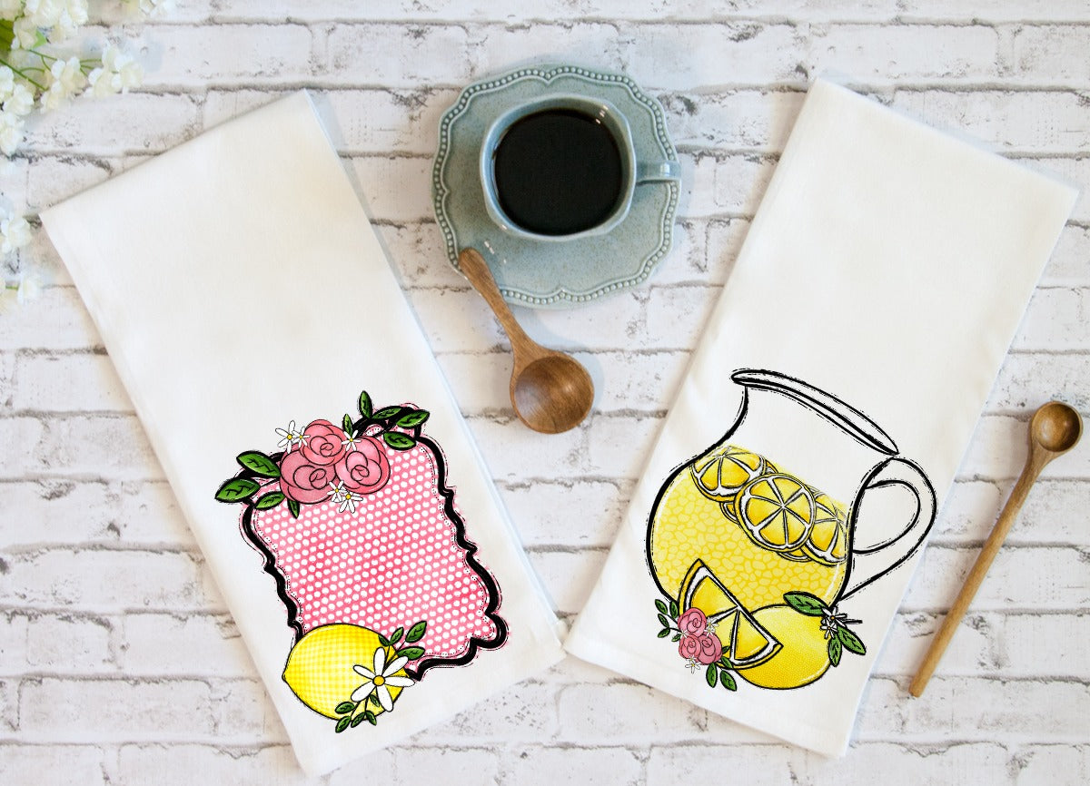 Lemon and Flowers Tea Towel Set