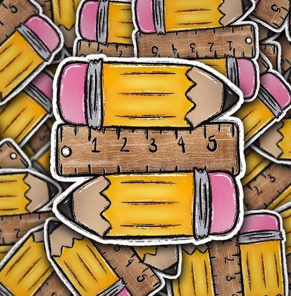 Stacked Pencils and Ruler [Print & Cut Sticker]