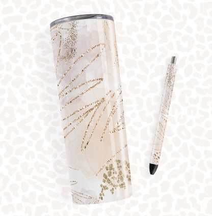 Elegant Gold Sublimation Tumbler Wrap with BONUS Pen Wrap [20 oz Tumbler]