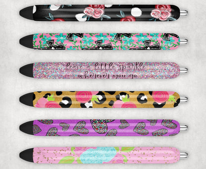Pen Wrap Set - Leopard, Crosses, Roses, Glitter, Hearts, Flowers