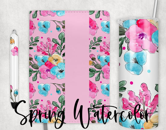 Spring Watercolor Set [pen wrap, tumbler wrap, journal, pattern overlay, seamless paper]