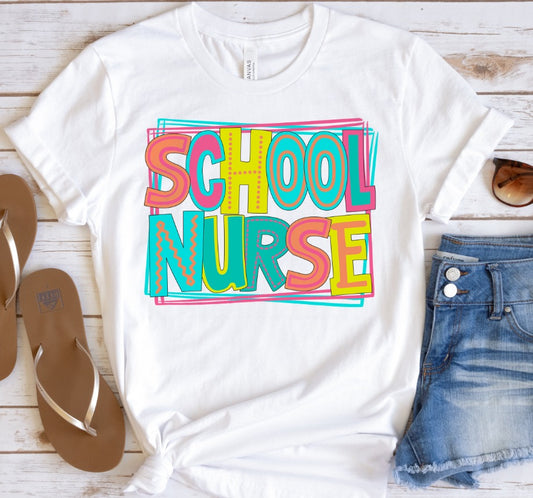 School Nurse Bright Letters