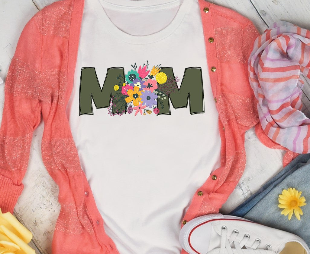 MOM with Flowers - Multiple Color Options