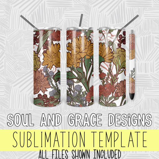 Autumn Botanicals Tumbler Wrap 20 oz  [TUMBLER WRAP WITH BONUS PEN WRAP]