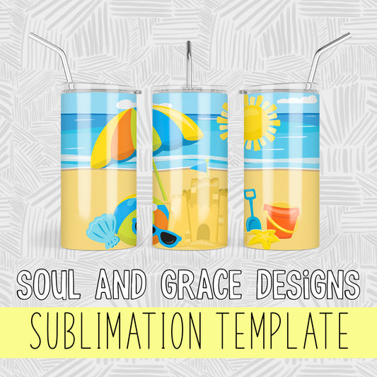 Bright Beach Two 16 oz Kids Tumbler Wrap