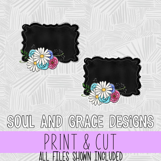Blessings Chalkboard Label with Flowers [Print and Cut Design]