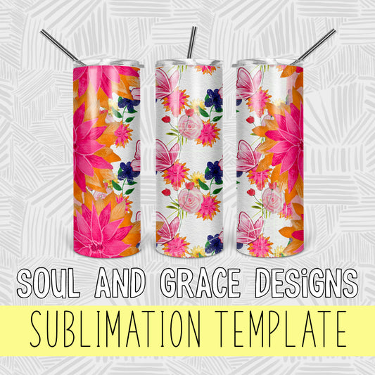 Bright Floral [Distressed] Tumbler Wrap Design