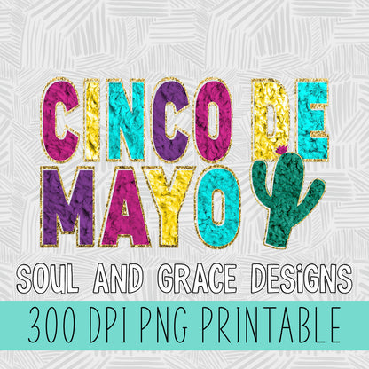 Cinco de Mayo Faux Chenille Letters