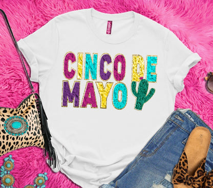 Cinco de Mayo Faux Chenille Letters