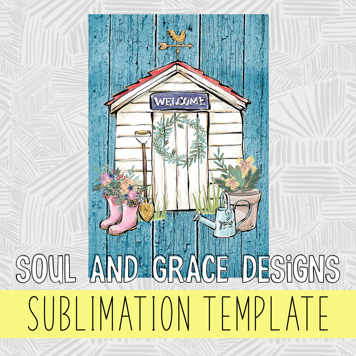 Cottage Shed Garden Flag Sublimation Template