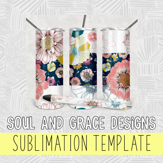 Fall Flowers Tumbler Wrap 20 oz  [TUMBLER WRAP] With BONUS Pen Wrap