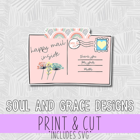 Happy Mail Inside Envelope with Flowers [Digital Sticker]