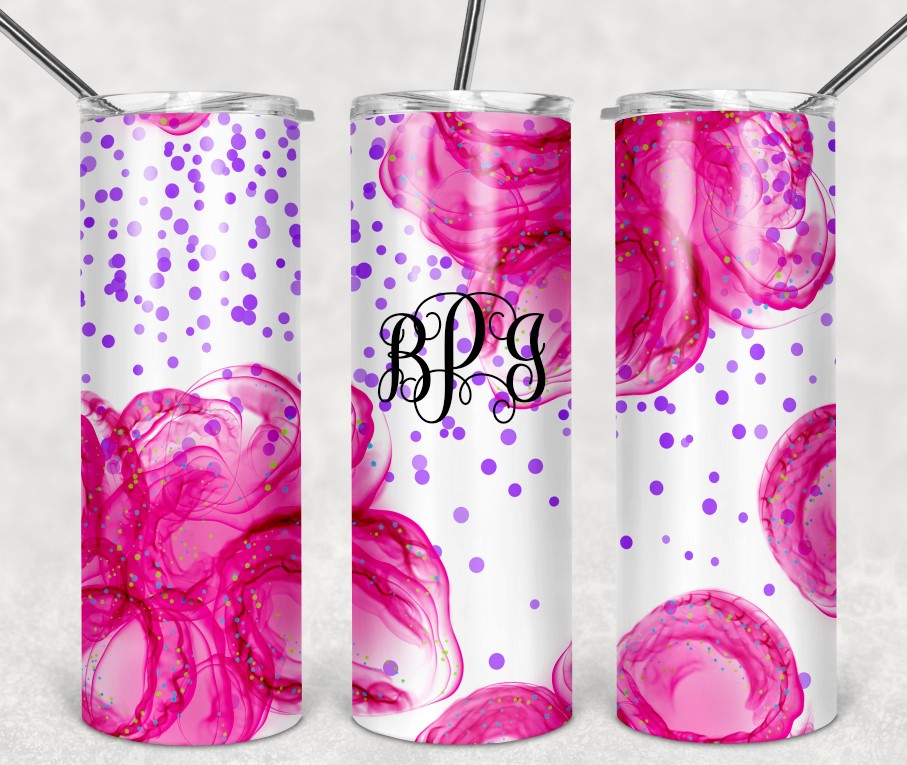 Hot Pink Alcohol Ink Tumbler Wrap Design