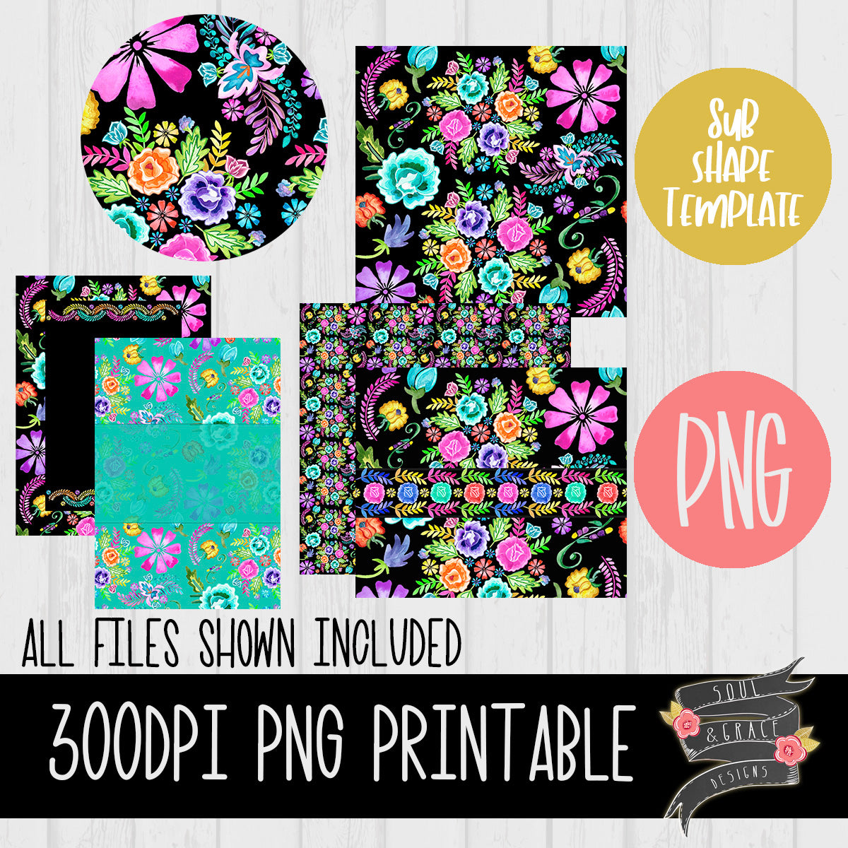 Istmo Embroidered Flowers Sublimation Template Set