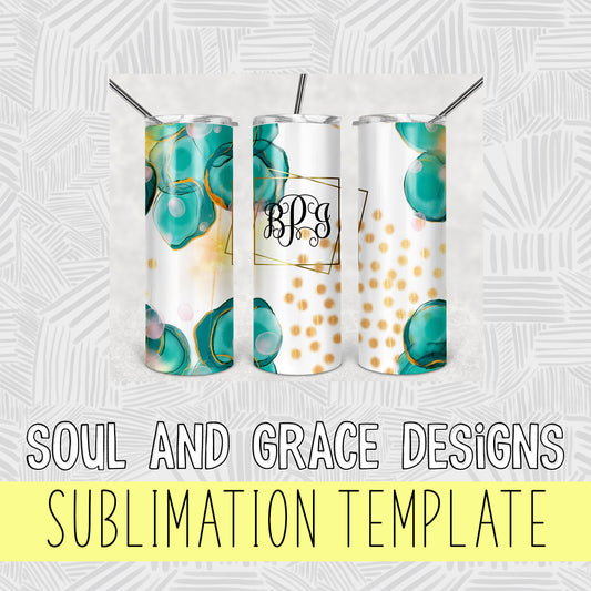 Jade Alcohol Ink Tumbler Wrap Design