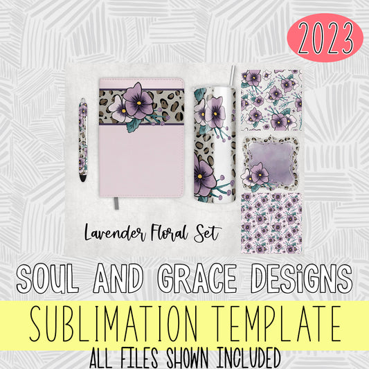 Lavender Floral Set [pen wrap, tumbler wrap, journal, seamless paper, background]