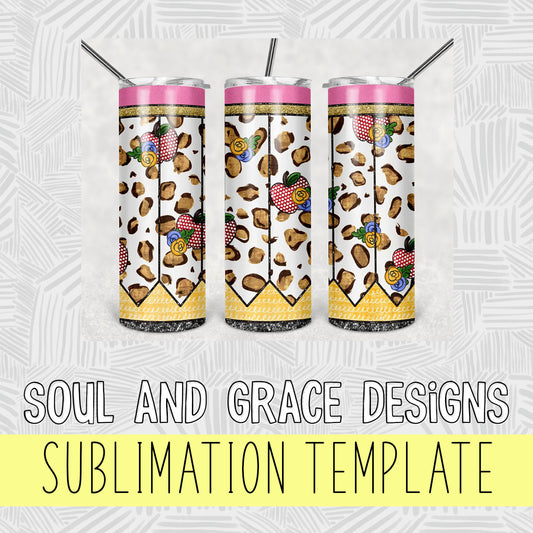 Leopard Teacher Pencil Style [TUMBLER WRAP]