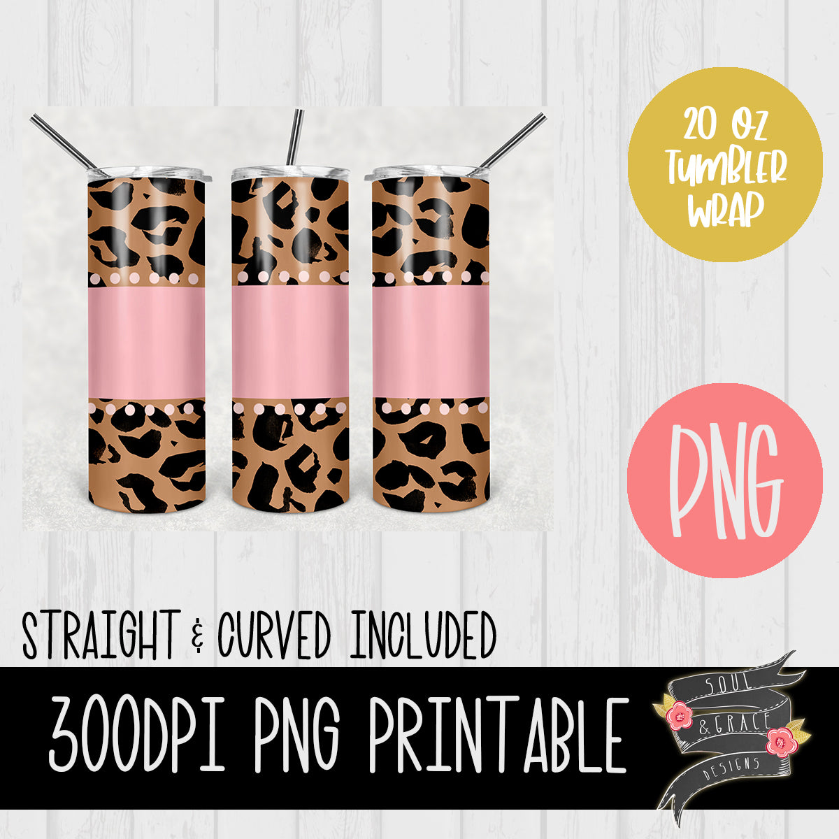 Leopard and Pink Tumbler Wrap  [20oz tumbler wrap]