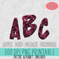 Maroon Sparkle Alphabet