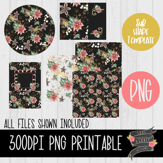 Merry Poinsettia Sublimation Template Set