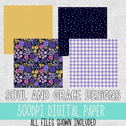 Modern Floral Digital Paper Set