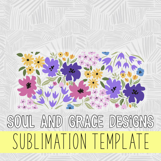 Modern Flowers Glass Can Wrap Template