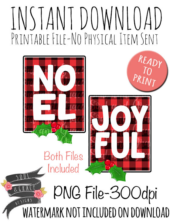 Joyful and Noel Buffalo Plaid Tea Towel Set