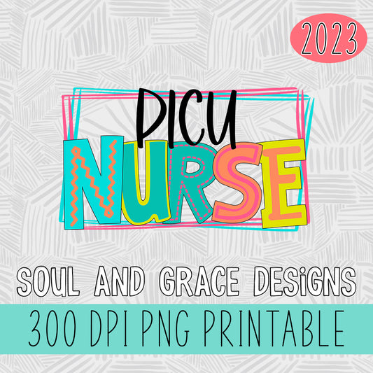 PICU Nurse Bright Letters