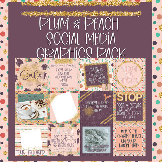 Plum and Peach Social Media Graphics Pack