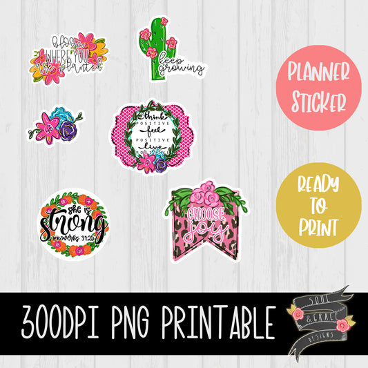 Positive Vibes Print & Cut Planner Stickers