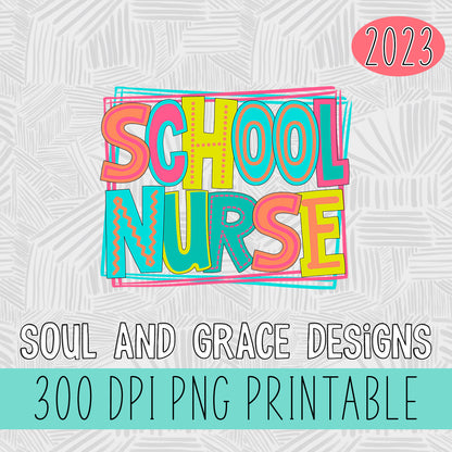 School Nurse Bright Letters