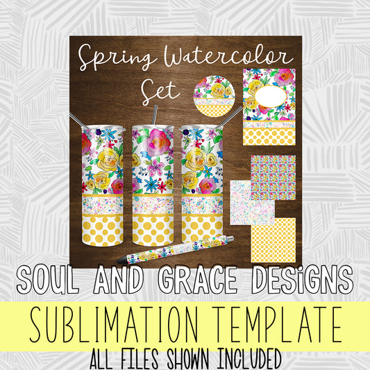 Watercolor Flowers Sublimation Set