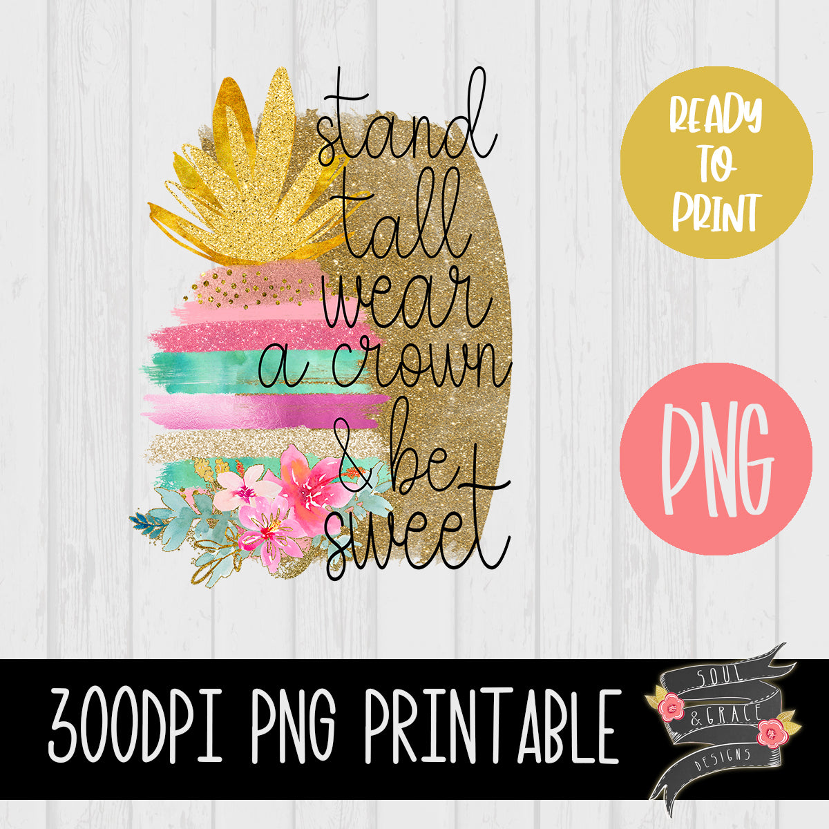 Stand Tall Glitter Pineapple Black