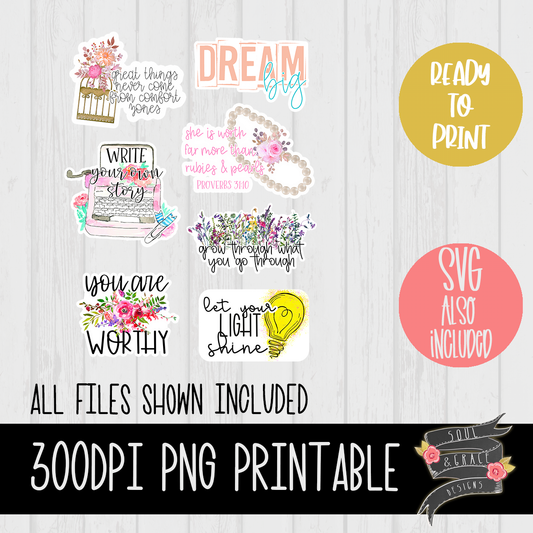 Inspirational Print & Cut Planner Stickers